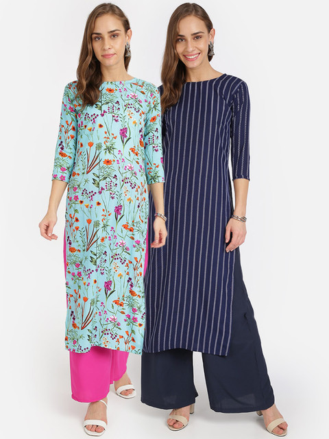 

Florence Women Pack of 2 Multicoloured Printed Kurta with Palazzos, Multi
