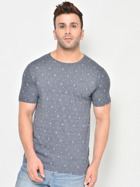 

Chkokko Men Blue Printed Round Neck T-shirt