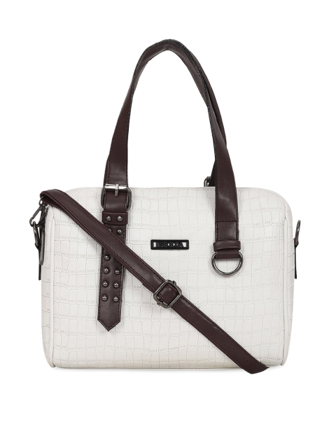 

ESBEDA White & Brown Croc Skin Textured Handheld Bag