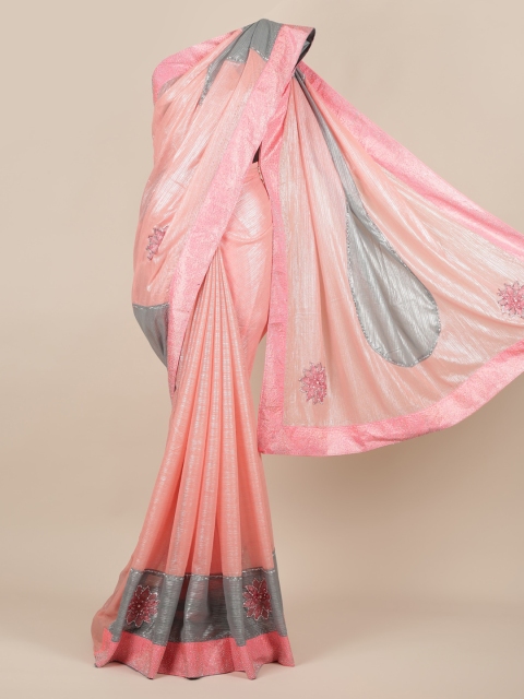 

Pothys Pink Embellished Poly Georgette Saree