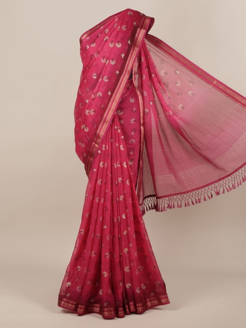 

Pothys Magenta Printed Poly Chiffon Saree