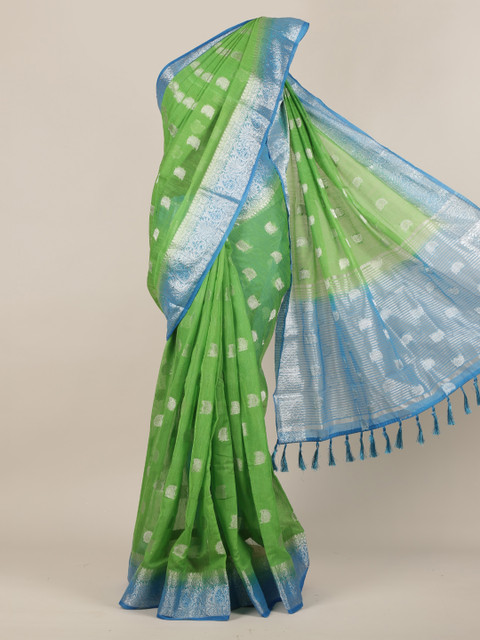 

Pothys Green Woven Design Jute Silk Saree