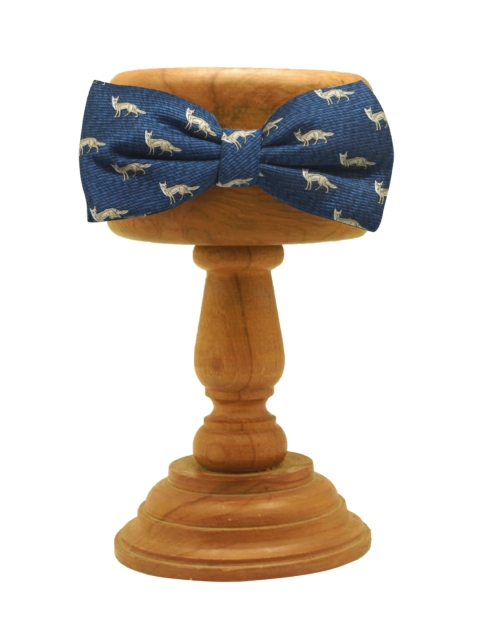 

The Tie Hub Navy Blue & Beige Printed Pre-Tied Bow Tie