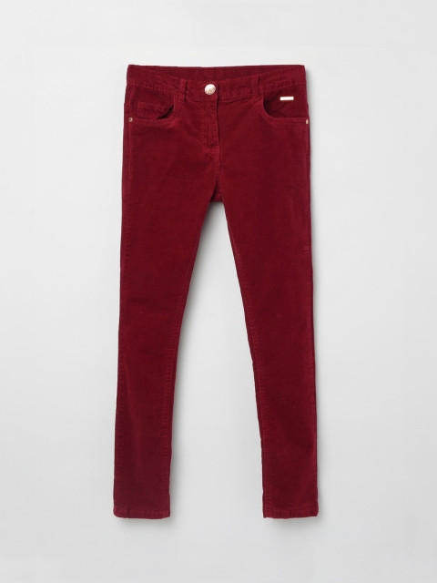 

max Girls Maroon Regular Fit Solid Regular Trousers
