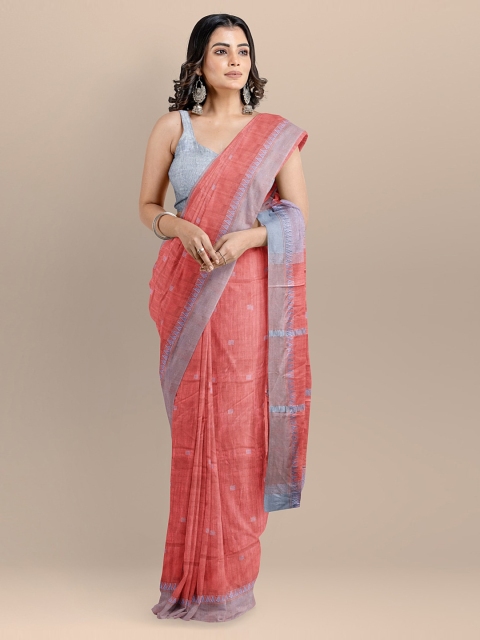 

BharatSthali Red Pure Cotton Woven Design Maheshwari Saree