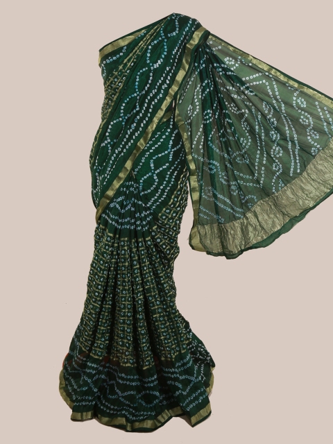 

Pothys Green & Gold-Toned Art Silk Printed Saree