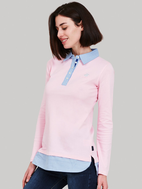 

Beverly Hills Polo Club Women Pink Self Design Hood T-shirt