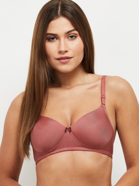 

max Mauve Solid Non-Wired Lightly Padded T-shirt Bra PA20PDNW02MAUVE