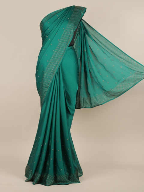 

Pothys Green Embellished Poly Chiffon Saree