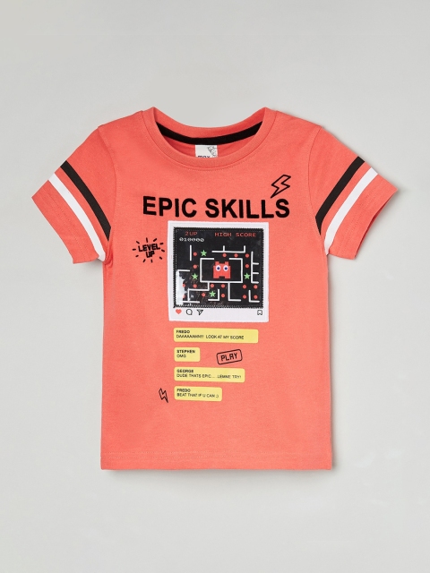 

max Boys Coral Printed Round Neck Cotton Pure Cotton T-shirt