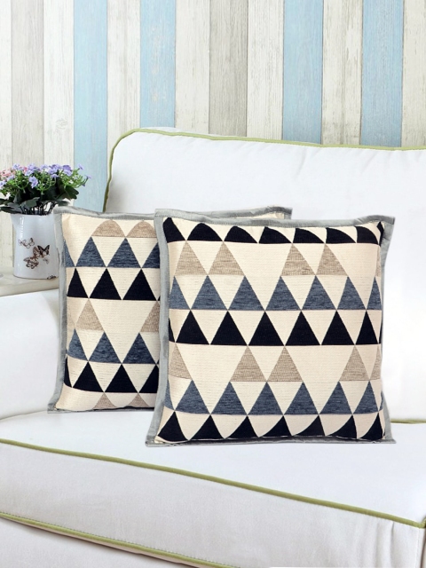 

Saral Home Grey & Beige Set of 2 Geometric Square Cushion Covers
