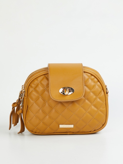 CODE by Lifestyle Mustard Yellow Textured Sling Bag