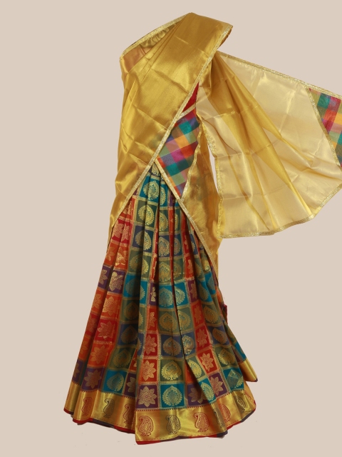 

Pothys Gold-Toned Woven Design Tissue Half Saree