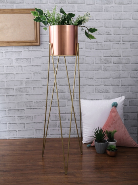 

HomeTown Rose Gold-Toned Solid Planter With Stand