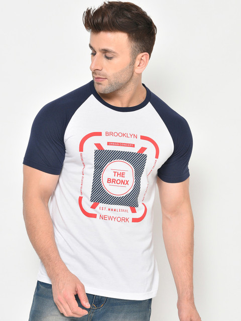 

Chkokko Men White Colourblocked Round Neck T-shirt