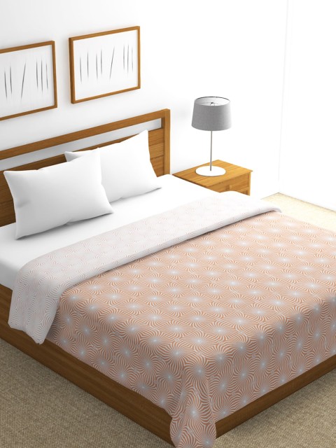 

BIANCA Peach-Coloured & White Abstract AC Room 300 GSM Double Bed Dohar