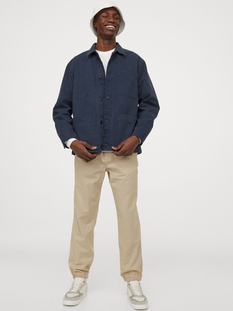 

H&M Men Beige Solid Regular Fit Linen-Mix Joggers