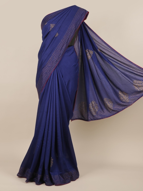 

Pothys Blue Embellished Jute Silk Saree