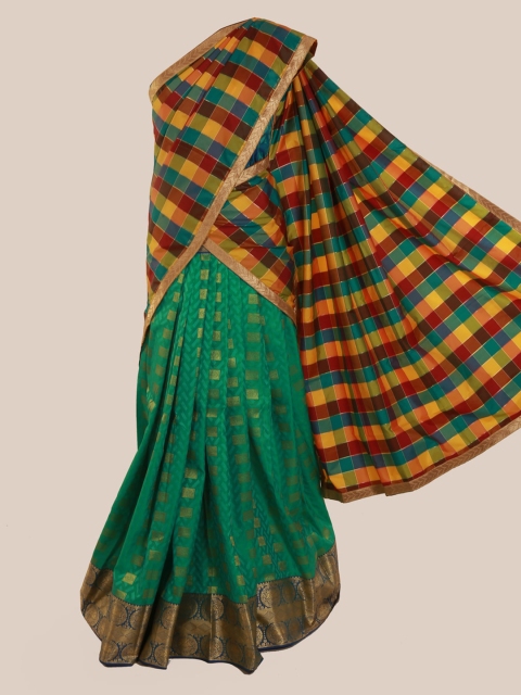 

Pothys Multicoloured Checked Silk Blend Saree, Multi