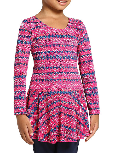 

Nabaiji By Decathlon Girls Pink & Blue Printed Swimming Dress