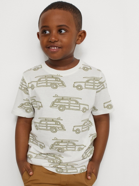 

H&M Boys White & Green Printed T-shirt