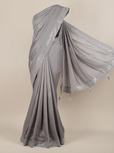 

Pothys Grey Embellished Jute Silk Saree
