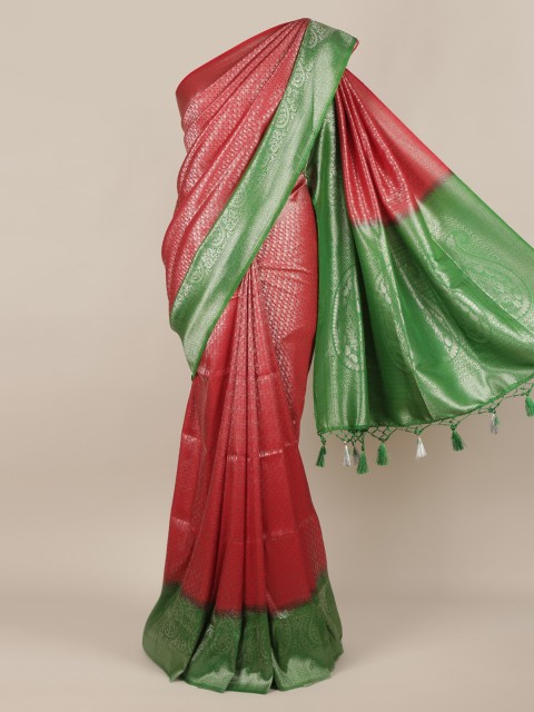 

Pothys Red & Green Jute Silk Woven Design Saree
