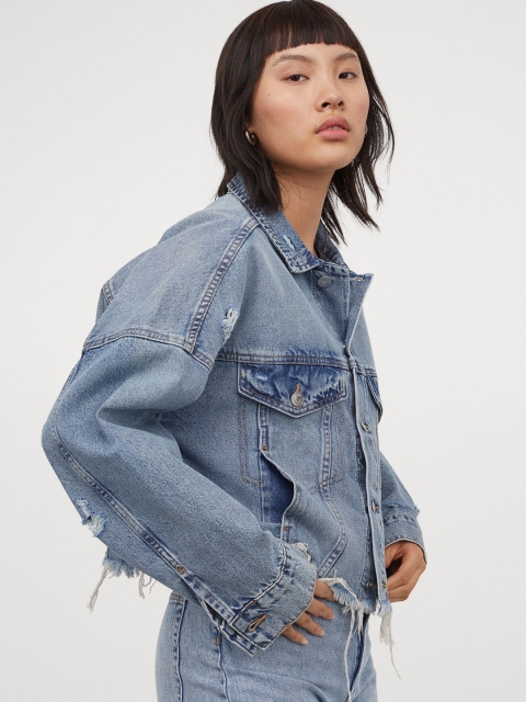 

H&M Women Blue Boxy Denim Jacket
