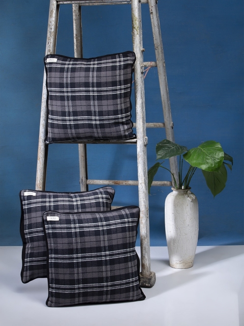 

I AM FOR YOU Set of 3 Black & White Checked Square Cushion Covers