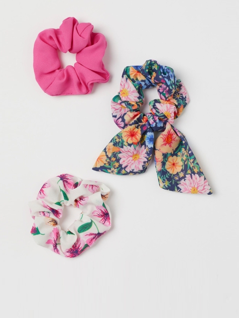 

H&M Girls 3-pack Multicoloured Floral Printed Scrunchies, Multi