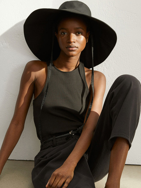 

H&M Women Black Cotton Sun Hat