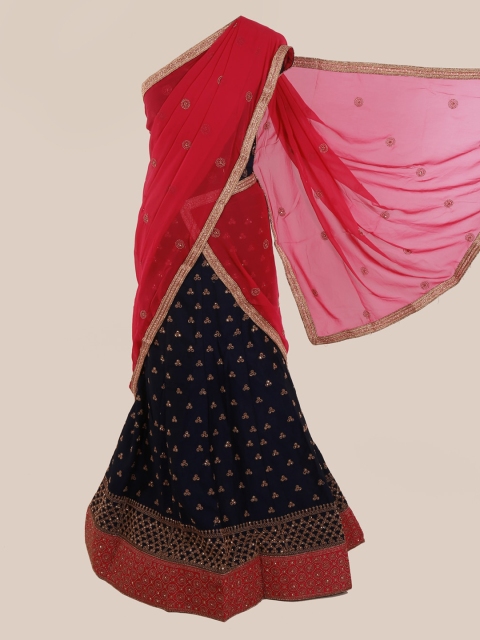 

Pothys Pink & Black Poly Chiffon Embellished Saree