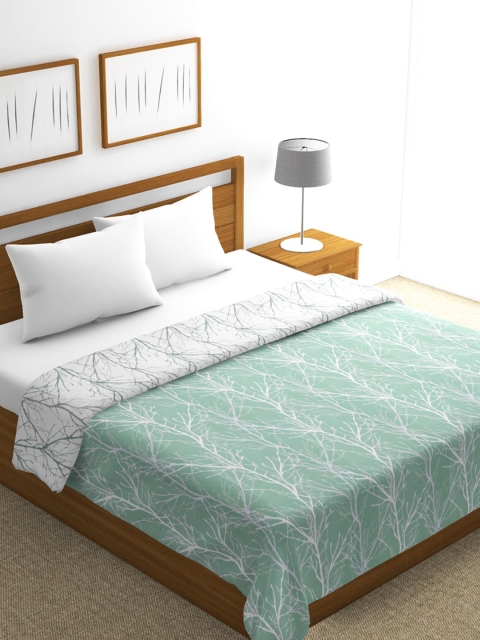 

BIANCA Teal & White Abstract AC Room 300 GSM Double Bed Dohar