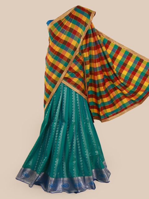 

Pothys Multicoloured Checked Silk Cotton Traditional Half Saree, Multi