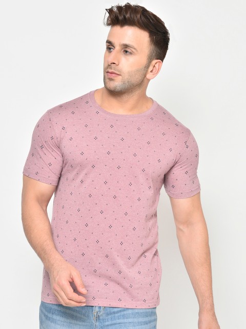 

Chkokko Men Pink Printed Round Neck T-shirt