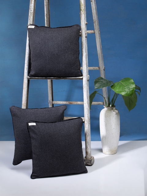 

I AM FOR YOU Charcoal Set of 3 Solid Square Cushion Covers