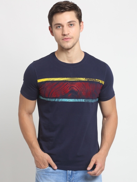 

Global Republic Men Navy Blue Printed Round Neck T-shirt