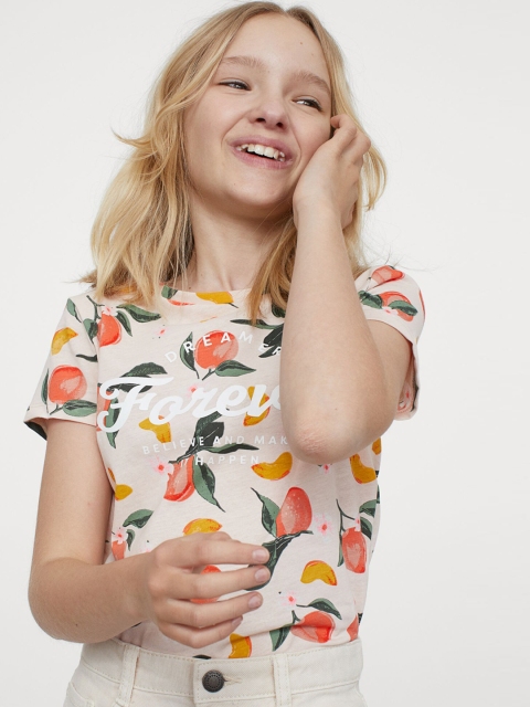 

H&M Girls Beige Printed Jersey Top