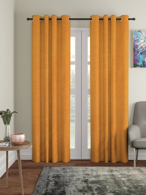 

KLOTTHE Mustard Set of 2 Long Door Curtains