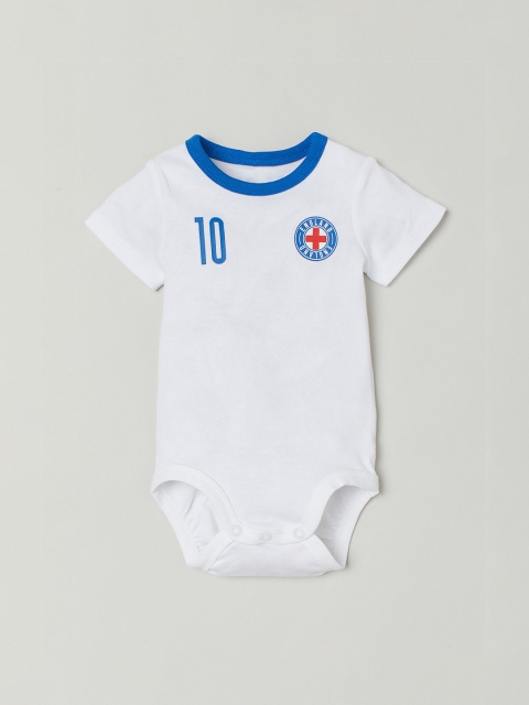 

H&M Boys White Solid Football Bodysuit