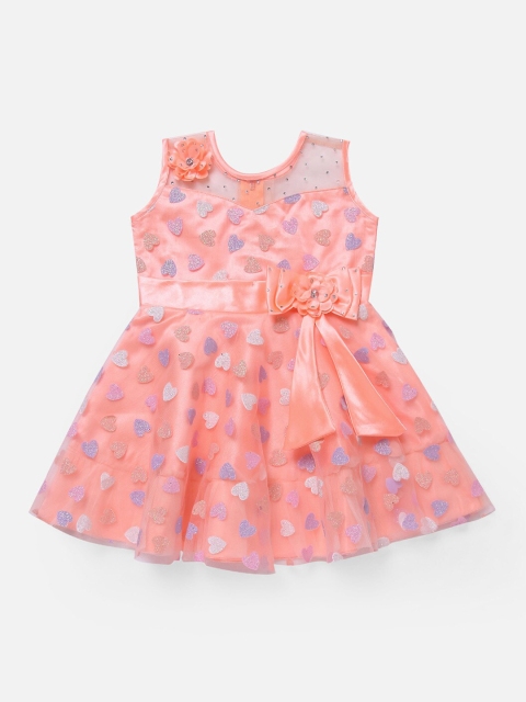 

The Magic Wand Girls Peach-Coloured Printed Fit and Flare Dress