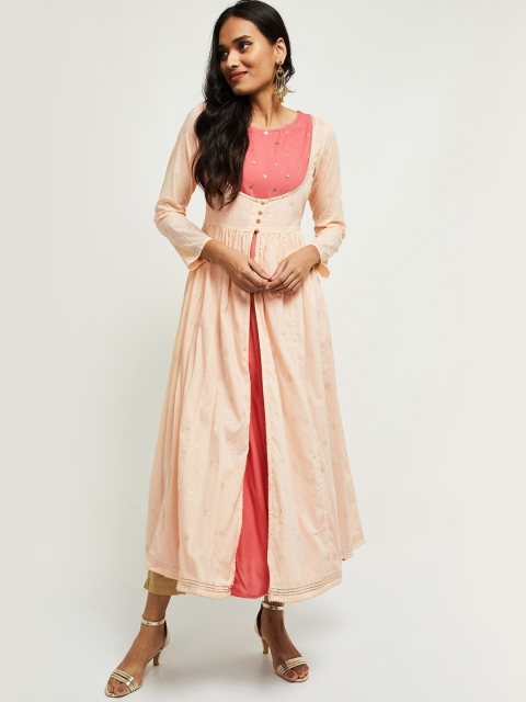 

Max Women Peach-coloured Embroidered Thread Work Anarkali Kurta