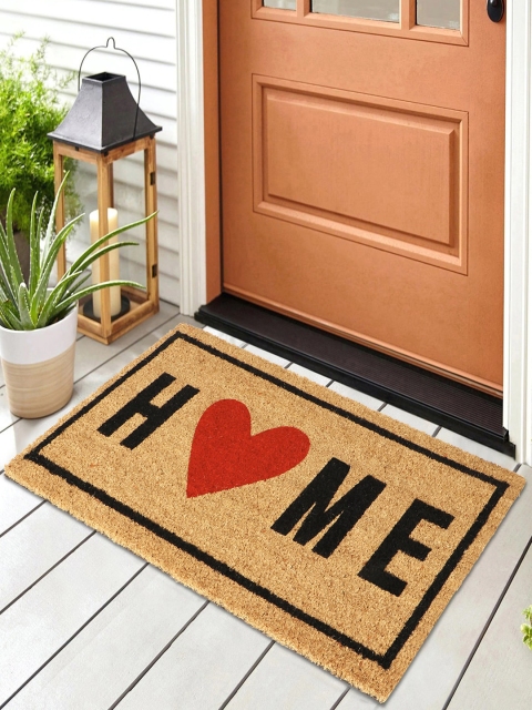

HomeStorie Beige & Black Printed Rectangular Natural Coconut Coir Anti-Skid Doormat