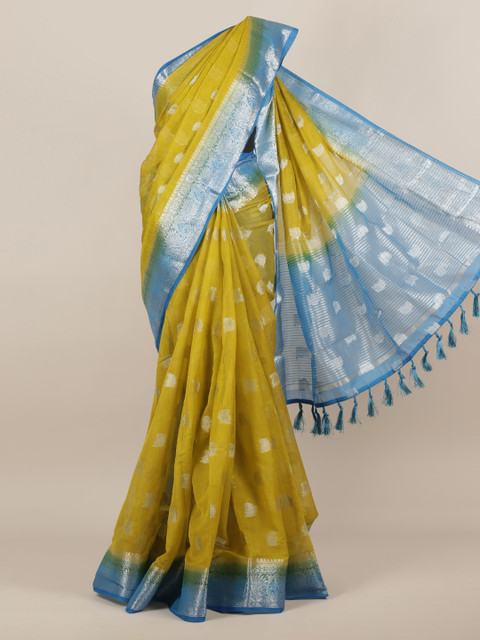 

Pothys Olive Green Woven Design Jute Silk Saree