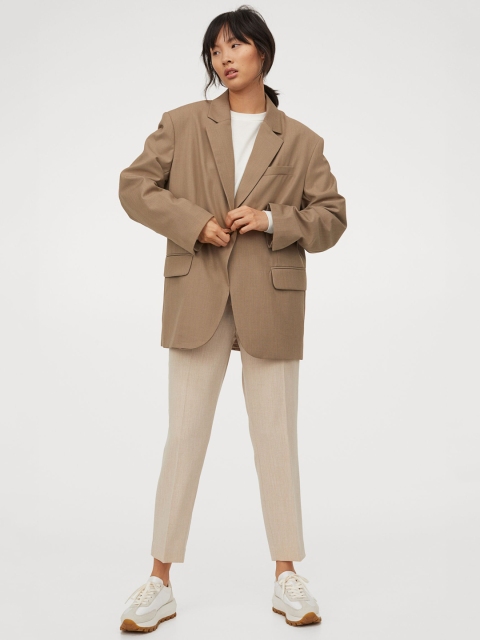 

H&M Women Beige Solid Cigarette Trousers