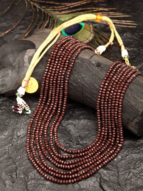 

DUGRISTYLE Gold-Toned & Brown Sterling Silver Gold-Plated Layered Necklace