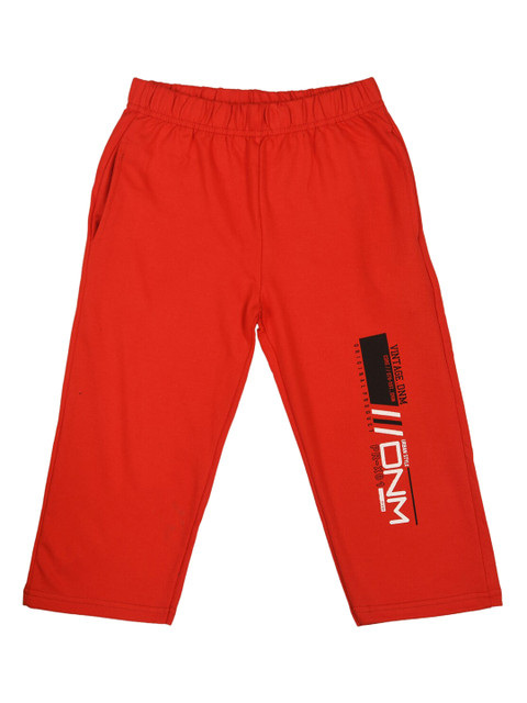 

ORANGE PUMPKKIN Boys Red Solid Slim Fit Regular Shorts