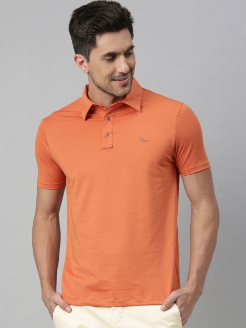 

RARE RABBIT Men Orange Solid Polo Collar T-shirt