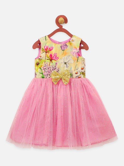 

LilPicks Girls Pink Printed Dress