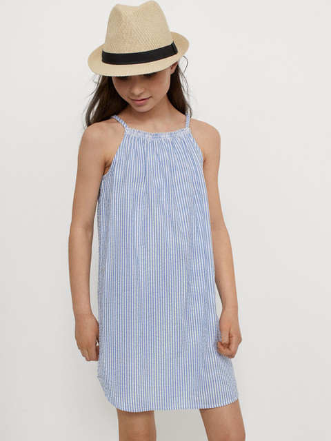 

H&M Girls White & Blue Seersucker Dress